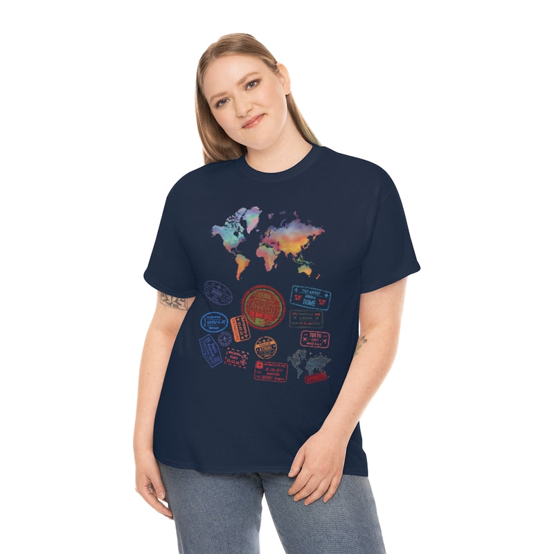 World map stamp T Shirt