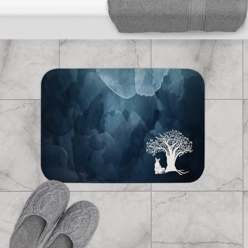 Tree and Cat Bath Mat