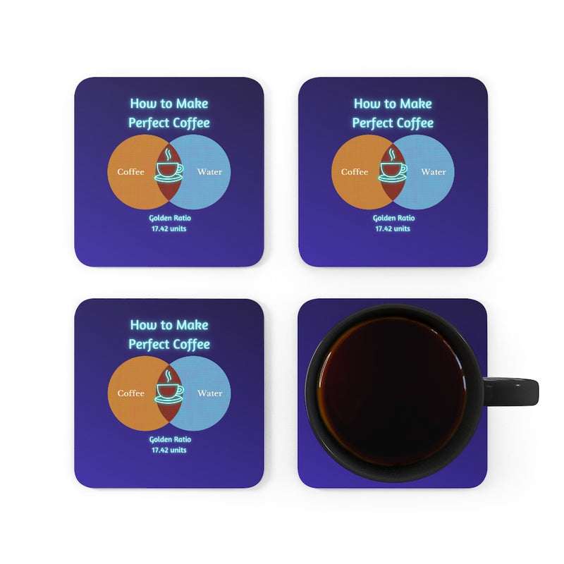 Perfect Coffee Corkwood Coaster Set of 4