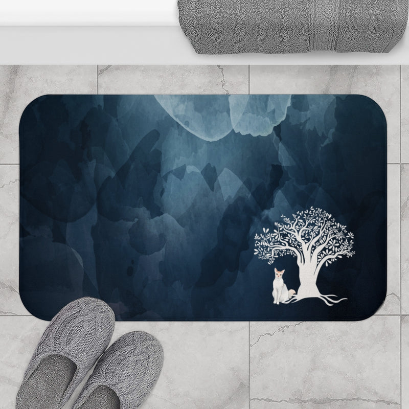 Tree and Cat Bath Mat