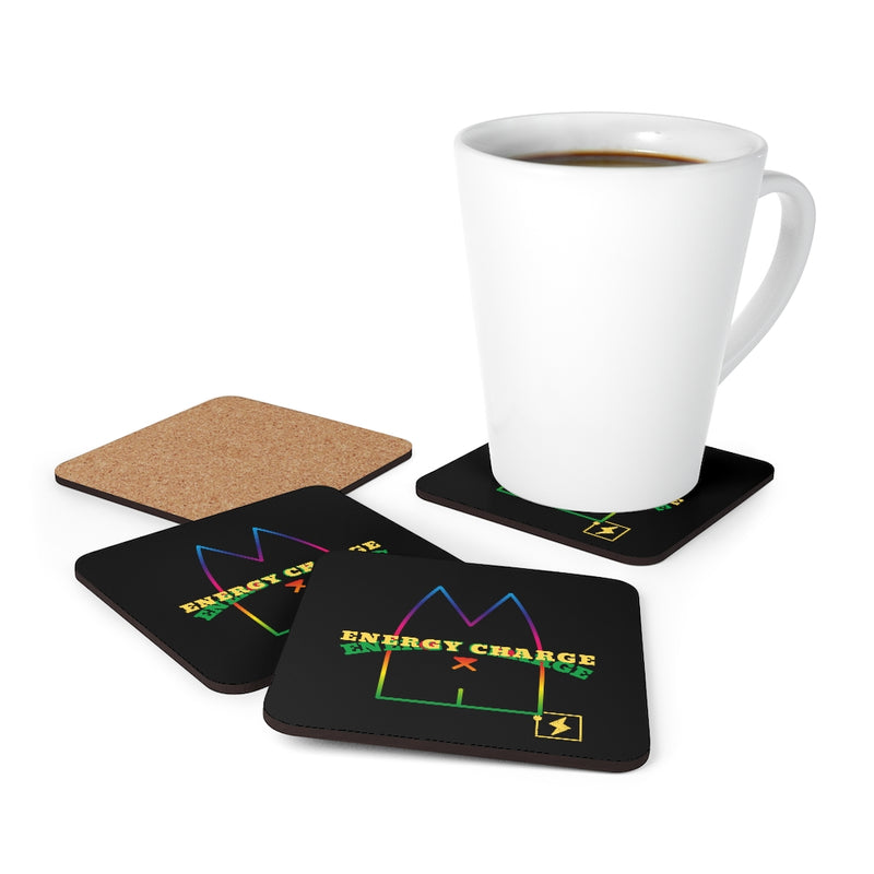 Energy Charge Corkwood Coaster Set of 4 - Sinna Get