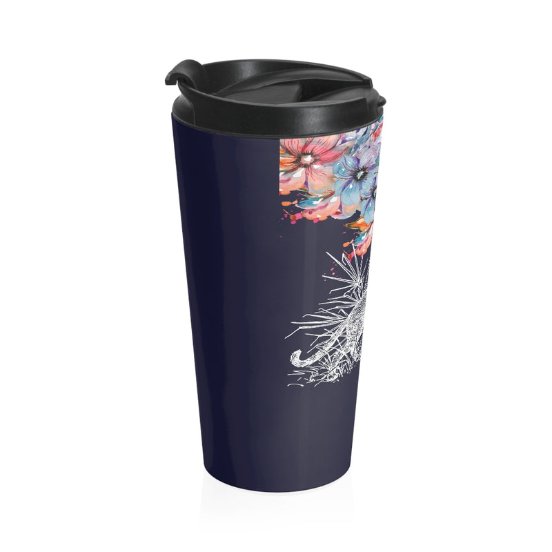 Colorful Bloom Thoughts Cat Stainless Steel Travel Mug