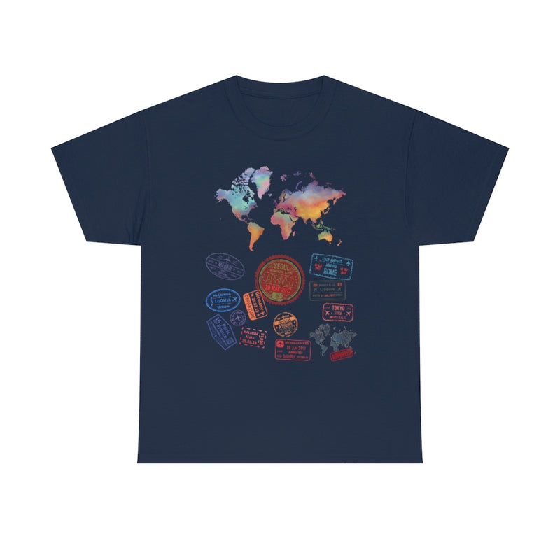 World map stamp T Shirt