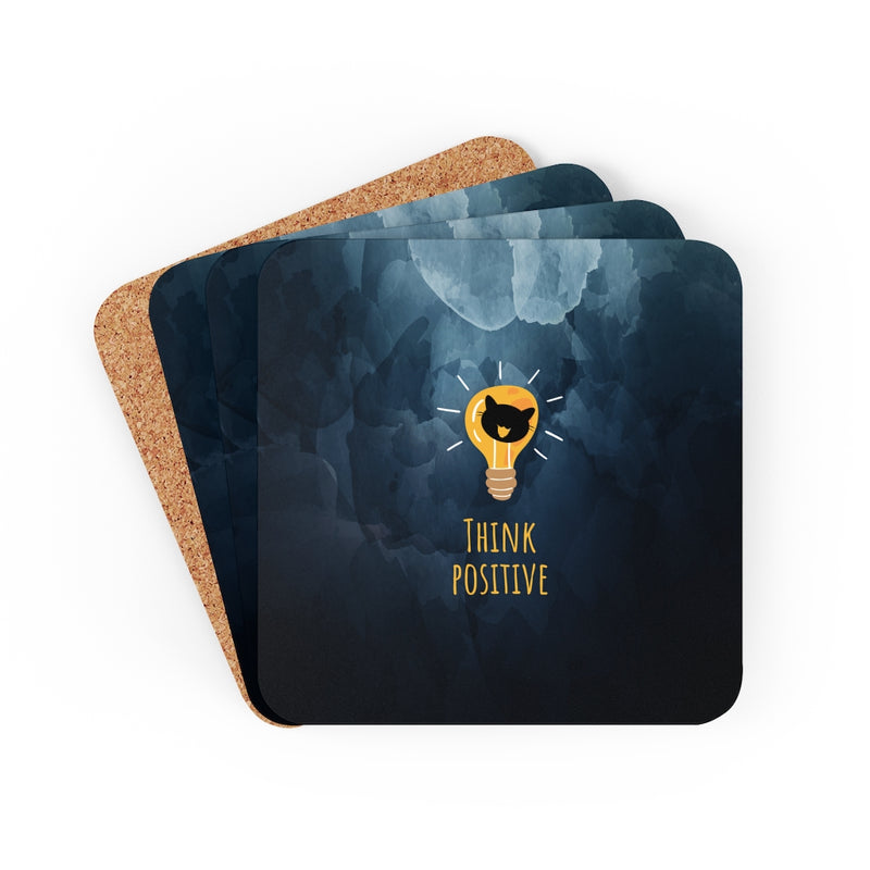 Think Positive Corkwood Coaster Set of 4