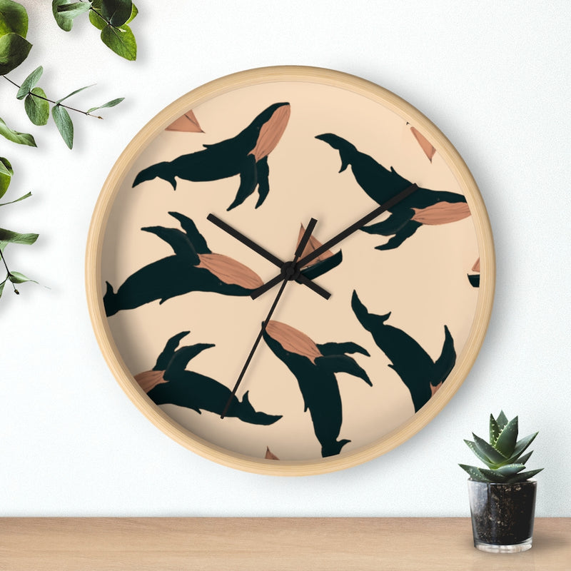 Whales & Ship Wall clock 10"