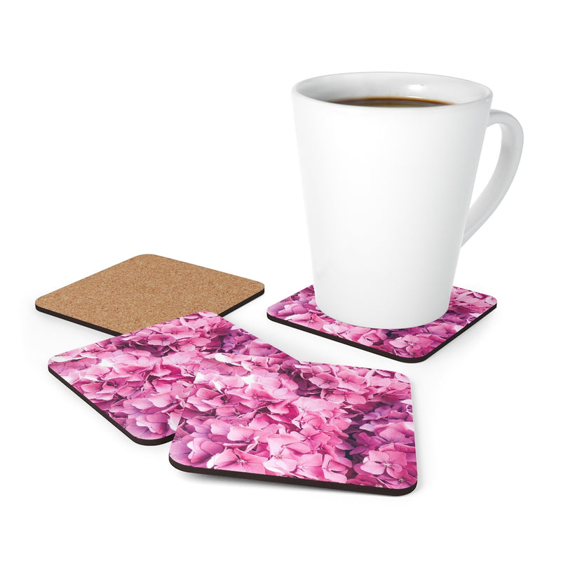 Pink flower Corkwood Coaster Set of 4