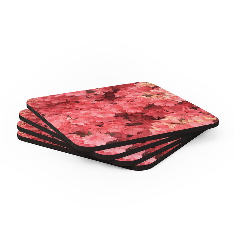 Pink flower Corkwood Coaster Set of 4