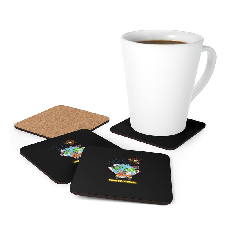 Time to Travel Corkwood Coaster Set of 4