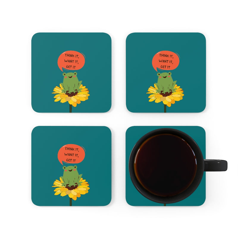 Think it, Want it, Get it Corkwood Coaster Set of 4