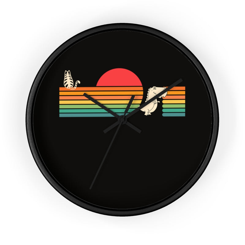 Cat, Tyrannosaurus, Sunset Wall clock - Sinna Get