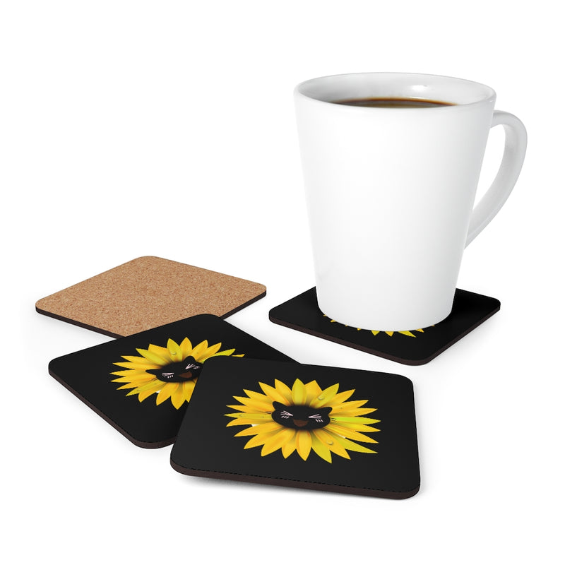 Yellow Blossom X Cat Corkwood Coaster Set of 4 - Sinna Get