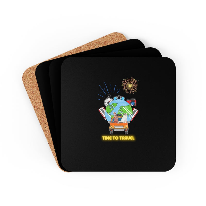 Time to Travel Corkwood Coaster Set of 4