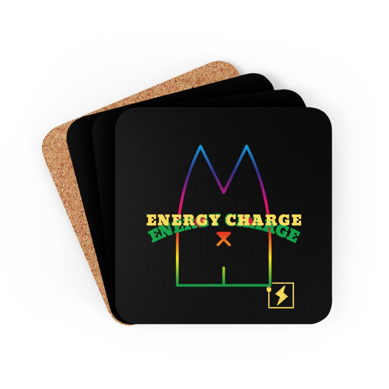 Energy Charge Corkwood Coaster Set of 4 - Sinna Get