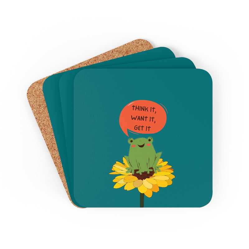 Think it, Want it, Get it Corkwood Coaster Set of 4