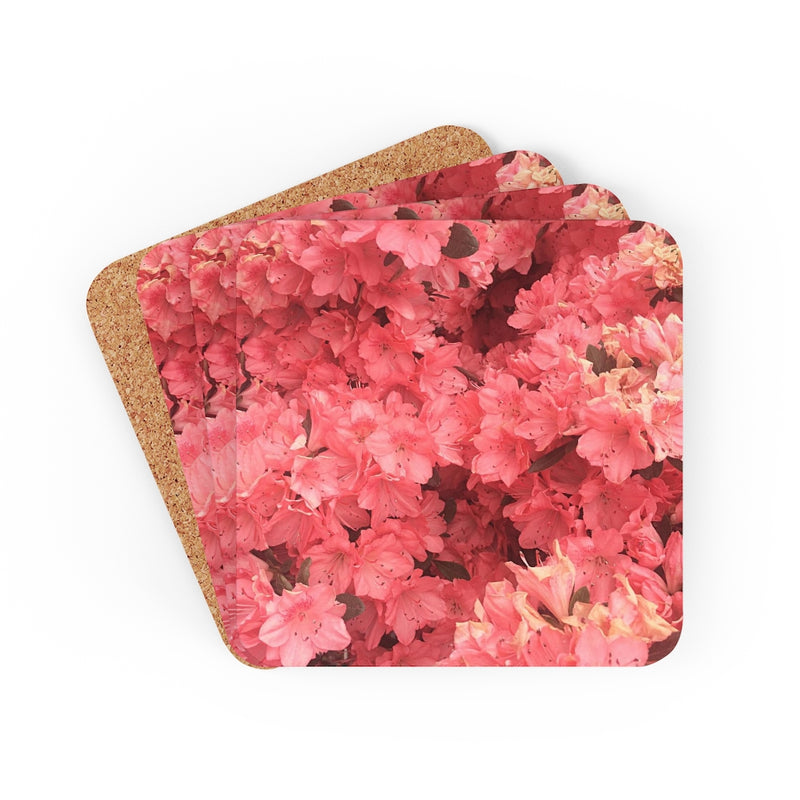 Pink flower Corkwood Coaster Set of 4