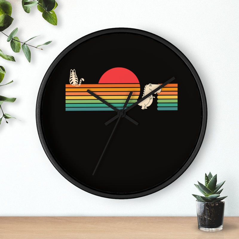 Cat, Tyrannosaurus, Sunset Wall clock - Sinna Get