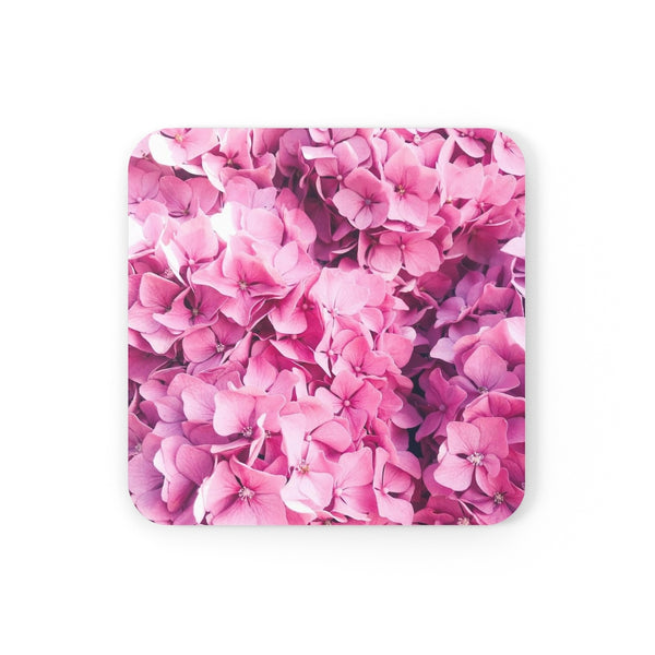 Pink flower Corkwood Coaster Set of 4