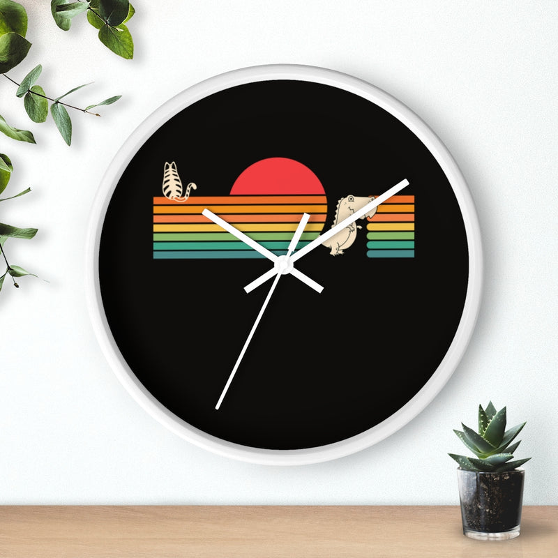 Cat, Tyrannosaurus, Sunset Wall clock - Sinna Get