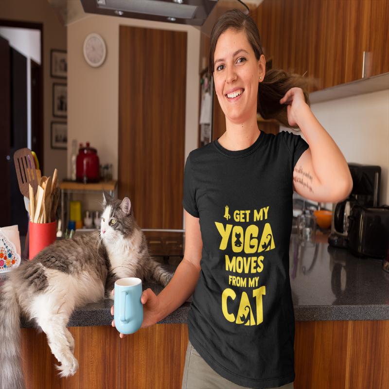 I get my Yoga Moves from My Cat Jersey T Shirt - Sinna Get