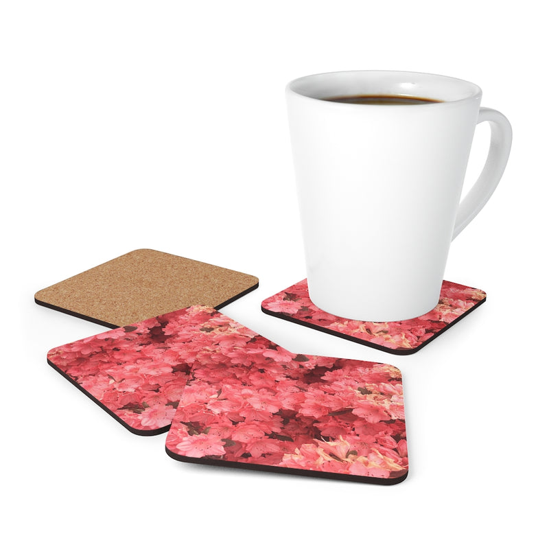 Pink flower Corkwood Coaster Set of 4