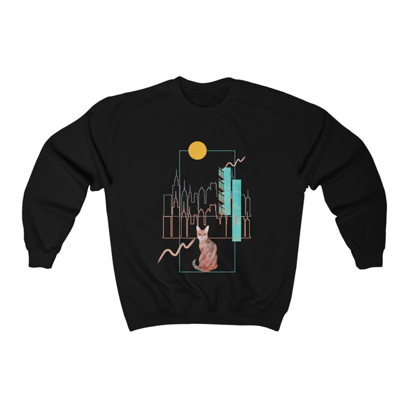 Buildings and Cat Crewneck Sweatshirt - Sinna Get