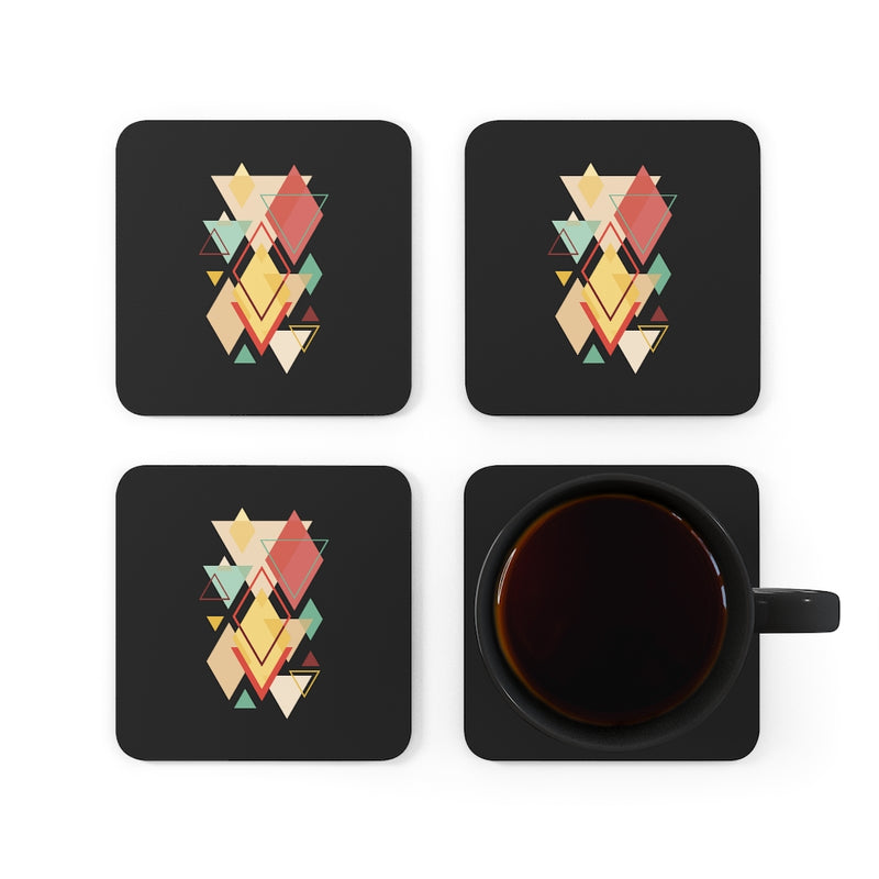 Abstract Geometric Corkwood Coaster Set of 4 - Sinna Get