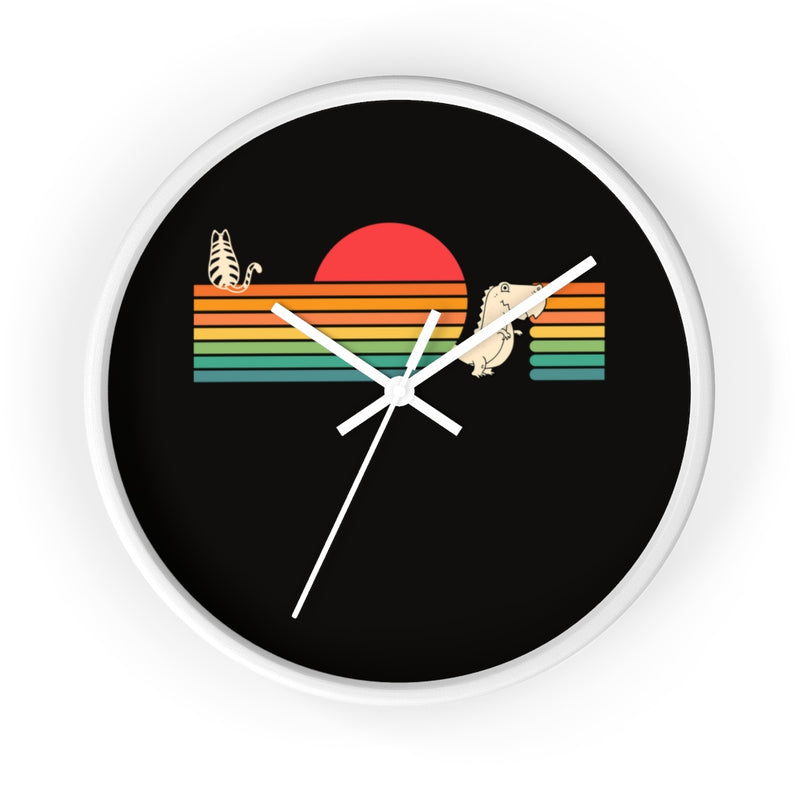 Cat, Tyrannosaurus, Sunset Wall clock - Sinna Get