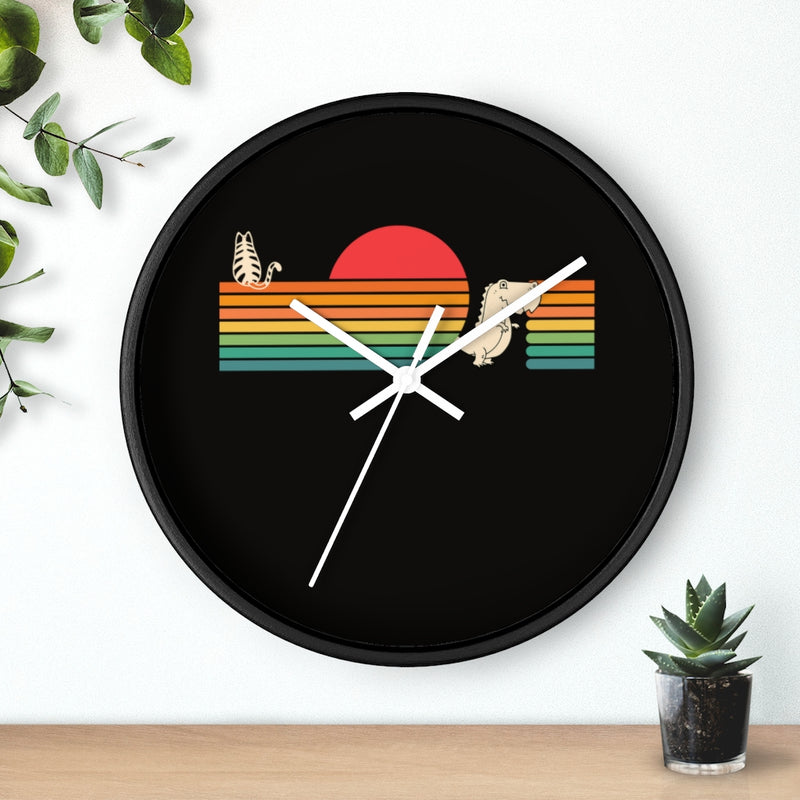 Cat, Tyrannosaurus, Sunset Wall clock - Sinna Get