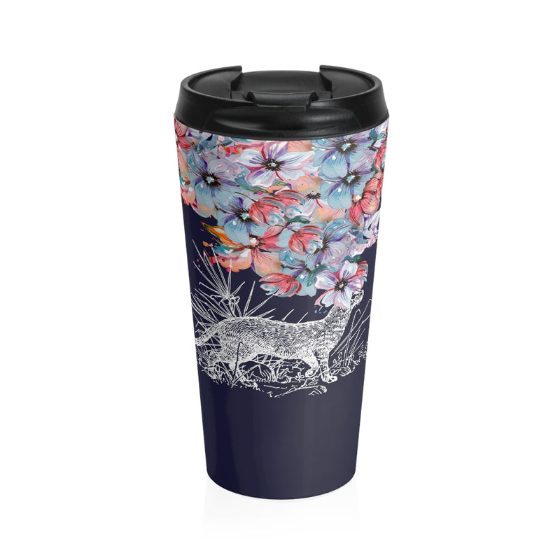 Colorful Bloom Thoughts Cat Stainless Steel Travel Mug