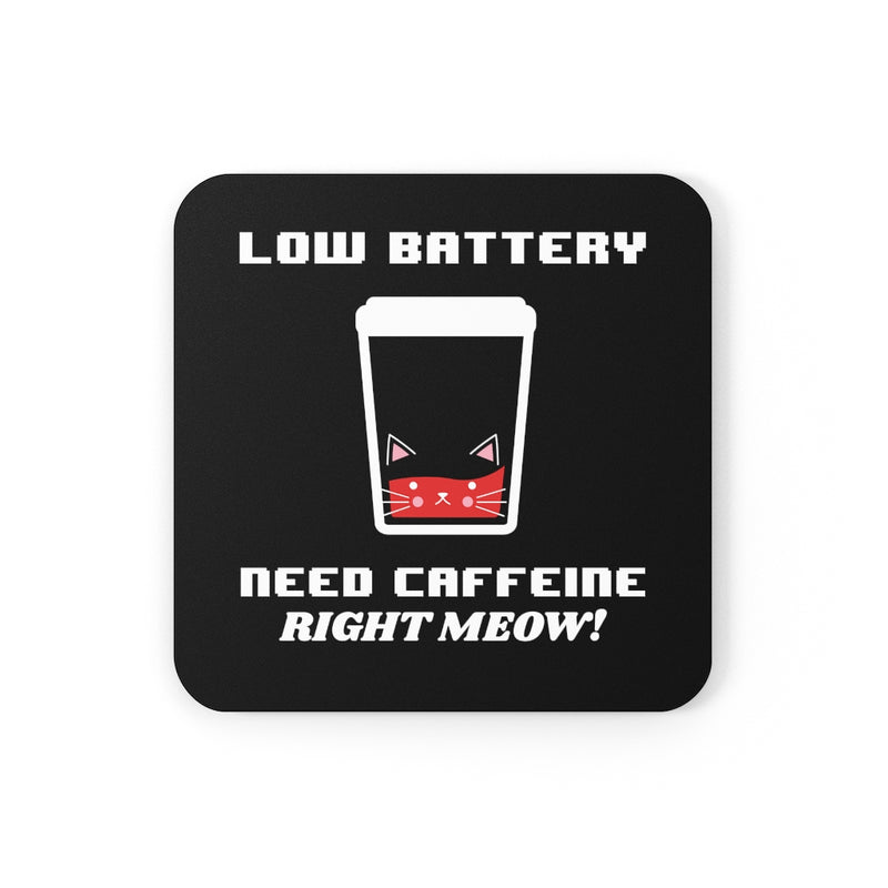 Need Caffeine Right Meow Corkwood Coaster Set of 4