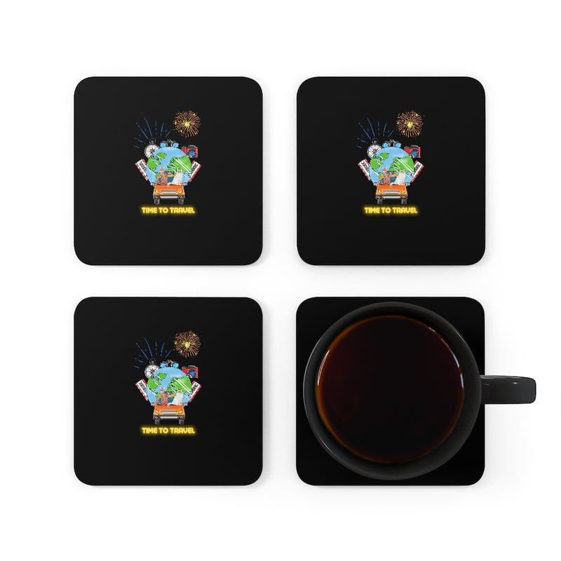 Time to Travel Corkwood Coaster Set of 4